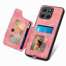 For Honor X6a Retro Skin-feel Ring Multi-card RFID Wallet Phone Case(Pink) - 3