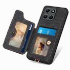 For Honor X6a Retro Skin-feel Ring Multi-card RFID Wallet Phone Case(Black) - 3