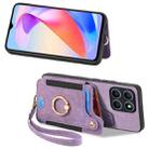 For Honor X6a Retro Skin-feel Ring Multi-card RFID Wallet Phone Case(Purple) - 2