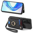 For Honor X7b Retro Skin-feel Ring Multi-card RFID Wallet Phone Case(Black) - 2