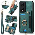 For Honor X7b Retro Skin-feel Ring Multi-card RFID Wallet Phone Case(Green) - 1