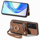 For Honor X7b Retro Skin-feel Ring Multi-card RFID Wallet Phone Case(Brown) - 2