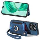 For Honor X8b Retro Skin-feel Ring Multi-card RFID Wallet Phone Case(Blue) - 2