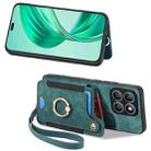 For Honor X8b Retro Skin-feel Ring Multi-card RFID Wallet Phone Case(Green) - 2