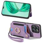 For Honor X8b Retro Skin-feel Ring Multi-card RFID Wallet Phone Case(Purple) - 2