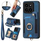 For Xiaomi 14 Retro Skin-feel Ring Multi-card RFID Wallet Phone Case(Blue) - 1