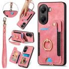 For Xiaomi Poco X7 Pro Retro Skin-feel Ring Multi-card RFID Wallet Phone Case(Pink) - 1