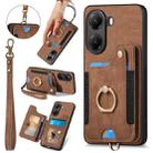 For Xiaomi Poco X7 Pro Retro Skin-feel Ring Multi-card RFID Wallet Phone Case(Brown) - 1
