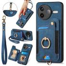 For Redmi K80 / Poco F7 Pro Retro Skin-feel Ring Multi-card RFID Wallet Phone Case(Blue) - 1