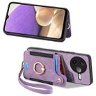 For Redmi K80 / Poco F7 Pro Retro Skin-feel Ring Multi-card RFID Wallet Phone Case(Purple) - 2