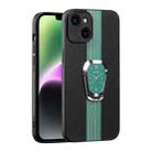 For iPhone 14 Plus Magnetic Litchi Leather Back Phone Case with Holder(Green) - 1