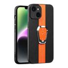 For iPhone 14 Plus Magnetic Litchi Leather Back Phone Case with Holder(Orange) - 1