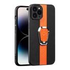 For iPhone 14 Pro Magnetic Litchi Leather Back Phone Case with Holder(Orange) - 1