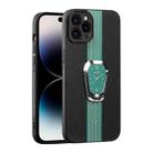 For iPhone 14 Pro Max Magnetic Litchi Leather Back Phone Case with Holder(Green) - 1