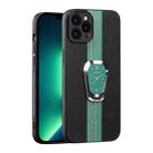 For iPhone 13 Pro Max Magnetic Litchi Leather Back Phone Case with Holder(Green) - 1