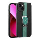 For iPhone 13 Magnetic Litchi Leather Back Phone Case with Holder(Green) - 1