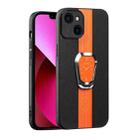 For iPhone 13 Magnetic Litchi Leather Back Phone Case with Holder(Orange) - 1