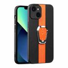 For iPhone 13 mini Magnetic Litchi Leather Back Phone Case with Holder(Orange) - 1