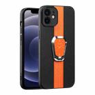 For iPhone 12 mini Magnetic Litchi Leather Back Phone Case with Holder(Orange) - 1