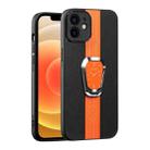 For iPhone 12 Magnetic Litchi Leather Back Phone Case with Holder(Orange) - 1