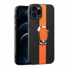 For iPhone 12 Pro Max Magnetic Litchi Leather Back Phone Case with Holder(Orange) - 1