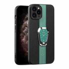 For iPhone 11 Pro Max Magnetic Litchi Leather Back Phone Case with Holder(Green) - 1