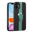 For iPhone 11 Magnetic Litchi Leather Back Phone Case with Holder(Green) - 1