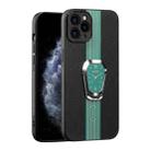 For iPhone 11 Pro Magnetic Litchi Leather Back Phone Case with Holder(Green) - 1