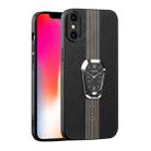 For iPhone X / XS Magnetic Litchi Leather Back Phone Case with Holder(Black) - 1