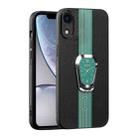 For iPhone XR Magnetic Litchi Leather Back Phone Case with Holder(Green) - 1