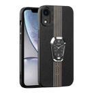 For iPhone XR Magnetic Litchi Leather Back Phone Case with Holder(Black) - 1