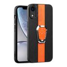 For iPhone XR Magnetic Litchi Leather Back Phone Case with Holder(Orange) - 1
