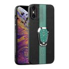 For iPhone XS Max Magnetic Litchi Leather Back Phone Case with Holder(Green) - 1