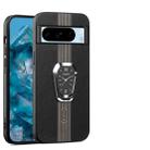For Google Pixel 7 Pro Magnetic Litchi Leather Back Phone Case with Holder(Black) - 1