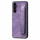 For Samsung Galaxy A04s Retro Wristband Holder Leather Back Phone Case(Purple) - 1