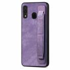 For Samsung Galaxy A30 Retro Wristband Holder Leather Back Phone Case(Purple) - 1
