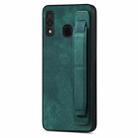 For Samsung Galaxy A30 Retro Wristband Holder Leather Back Phone Case(Green) - 1