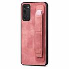 For Samsung Galaxy S20 FE Retro Wristband Holder Leather Back Phone Case(Pink) - 1