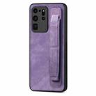 For Samsung Galaxy S20 Ultra 5G Retro Wristband Holder Leather Back Phone Case(Purple) - 1