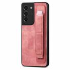 For Samsung Galaxy S21+ 5G Retro Wristband Holder Leather Back Phone Case(Pink) - 1