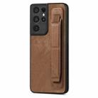 For Samsung Galaxy S21 Ultra 5G Retro Wristband Holder Leather Back Phone Case(Brown) - 1