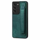 For Samsung Galaxy S21 5G Retro Wristband Holder Leather Back Phone Case(Green) - 1