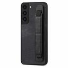 For Samsung Galaxy S22 5G Retro Wristband Holder Leather Back Phone Case(Black) - 1
