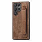 For Samsung Galaxy S22 Ultra 5G Retro Wristband Holder Leather Back Phone Case(Brown) - 1