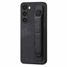 For Samsung Galaxy S23 5G Retro Wristband Holder Leather Back Phone Case(Black) - 1