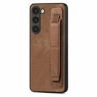 For Samsung Galaxy S23 5G Retro Wristband Holder Leather Back Phone Case(Brown) - 1