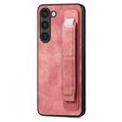 For Samsung Galaxy S23+ 5G Retro Wristband Holder Leather Back Phone Case(Pink) - 1