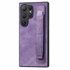 For Samsung Galaxy S24 Ultra 5G Retro Wristband Holder Leather Back Phone Case(Purple) - 1