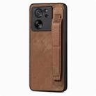 For Xiaomi 13T / 13T Pro Retro Wristband Holder Leather Back Phone Case(Brown) - 1