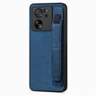 For Xiaomi 13T / 13T Pro Retro Wristband Holder Leather Back Phone Case(Blue) - 1